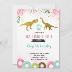 Invitation Thé rex fille de fête donut
