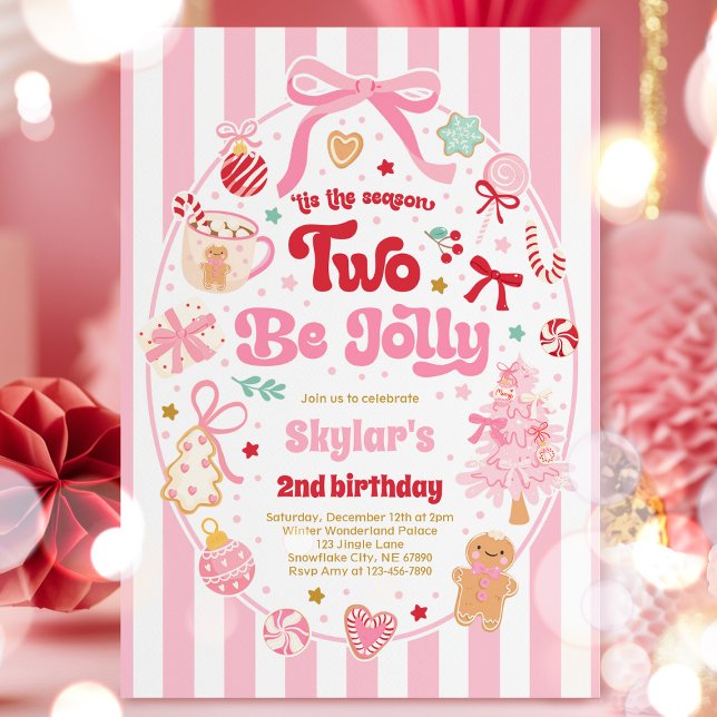 Invitation The Season Two Be Jolly Christmas Bow 2nd Birthday (Créateur téléchargé)