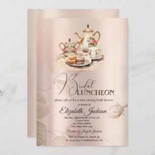 Invitation Thé Set Chic Rose Vintage déjeuner nuptial