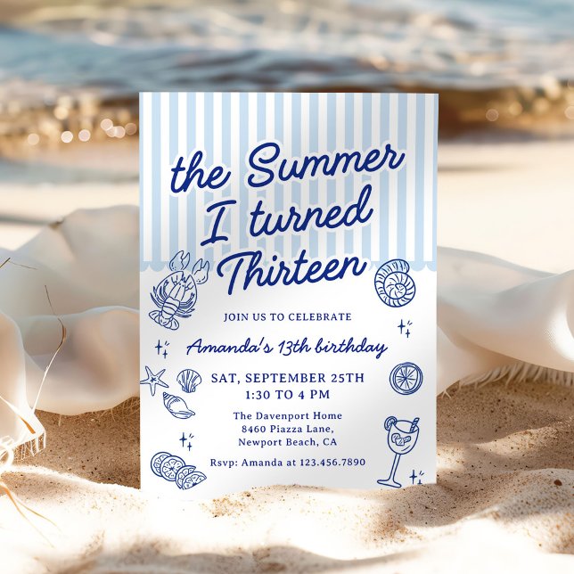Invitation The Summer I Turned Thirteen 13th Birthday Party (Créateur téléchargé)