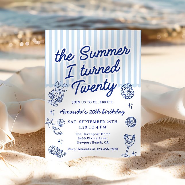 Invitation The Summer I Turned Twenty 20th Birthday Party (Créateur téléchargé)