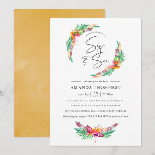 Invitation Thé tropical d'été de plage à l'aquarelle Sip and
