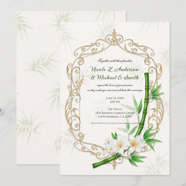 Invitation The Tropical Imperial Bamboo Garden Wedding  (Devant / Derrière)