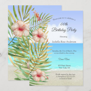 Invitation Thé vert hibiscus tropical Fête d'anniversaire Pal