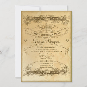 Invitation Thé Vintage 90e anniversaire fête