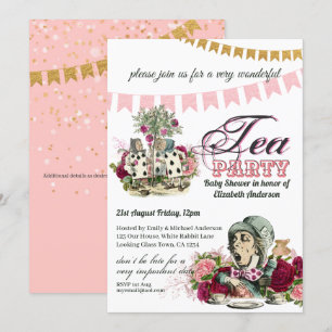 Invitation Thé vintage BABY SHOWER Alice Au Pays Des Merveill