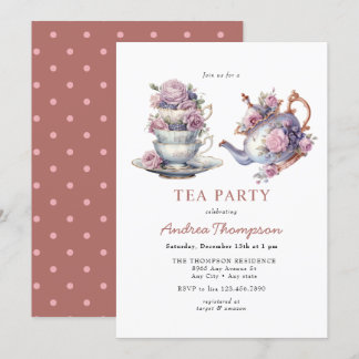 Invitation Thé Vintage | Fête de Thé aux Fleurs