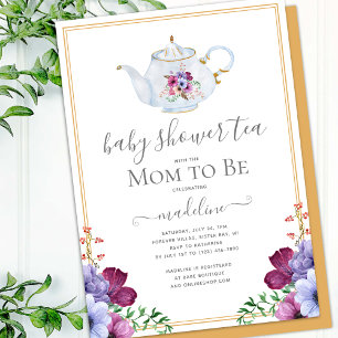 Invitation Thé vintage Floral Baby shower