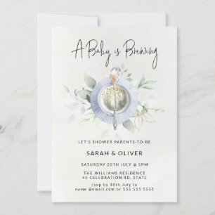 Invitation Thé vintage L'après-midi Café Blue Baby shower gar