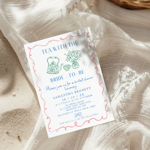 Invitation Thé Whimsical Multi-Couleurs Avec Fête des mariées