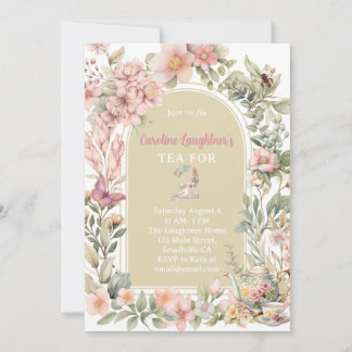 Invitation Thé Whimsical Pour Deux Jardins Fleurs sauvages An