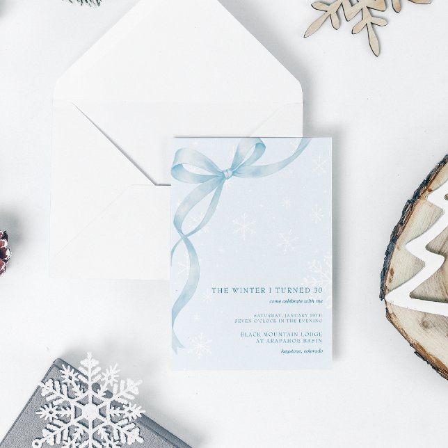 Invitation The Winter I Turned | Ice Blue Ribbon Birthday (Créateur téléchargé)