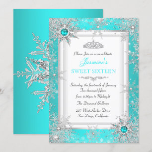 Invitation Théâtre Bleu Argent Noël Hiver Douce Fête 16