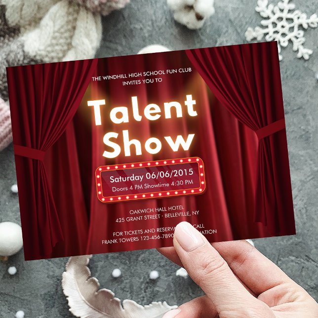 Invitation Théâtre de spectacle de talents modifiables Arts d (Editable Talent Show Theatre Performing Arts Invitation)