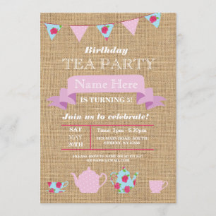 Invitation Théière Alice de thé dans l'invitation de toile de