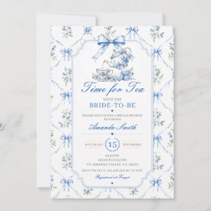 Invitation Théière Florale de Mariage dans le Style Chinoiser