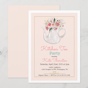 Invitation Théière florale Thé Party Cuisine Thé