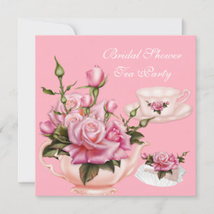 Invitation Théière Rose Rose Fête de Mariage 2