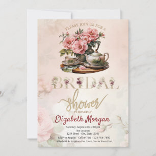 Invitation Théière vintage Tasse à thé Floral Baby Shower de