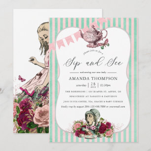 Invitation Thème Alice au Pays des Merveilles Thé Party Sip a