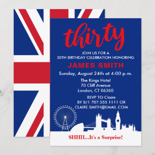 Invitation Thème anglais 30th Birthday Party