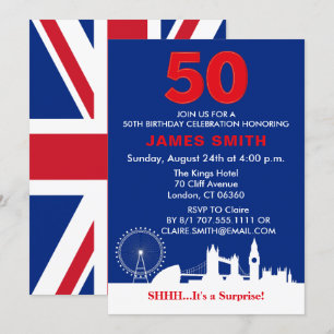 Invitation Thème anglais 50e fête d'anniversaire