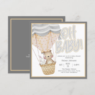 Invitation Thème Animaux de la Forêt Bébé Shower Neutre Oh Bé