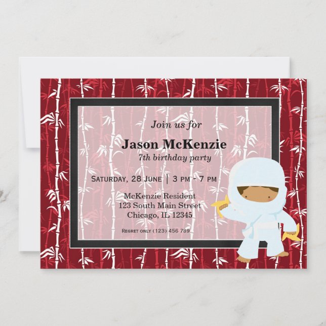 Invitation Thème anniversaire de Ninja (Devant)