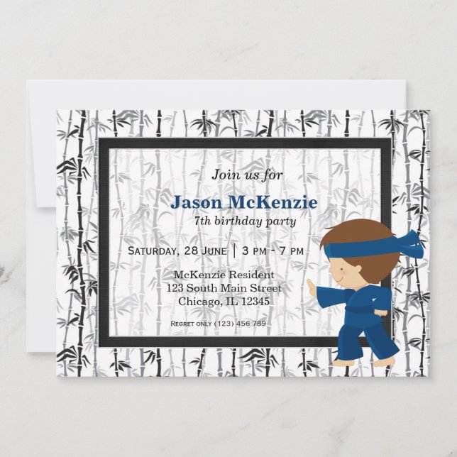 Invitation Thème anniversaire de Ninja (Devant)