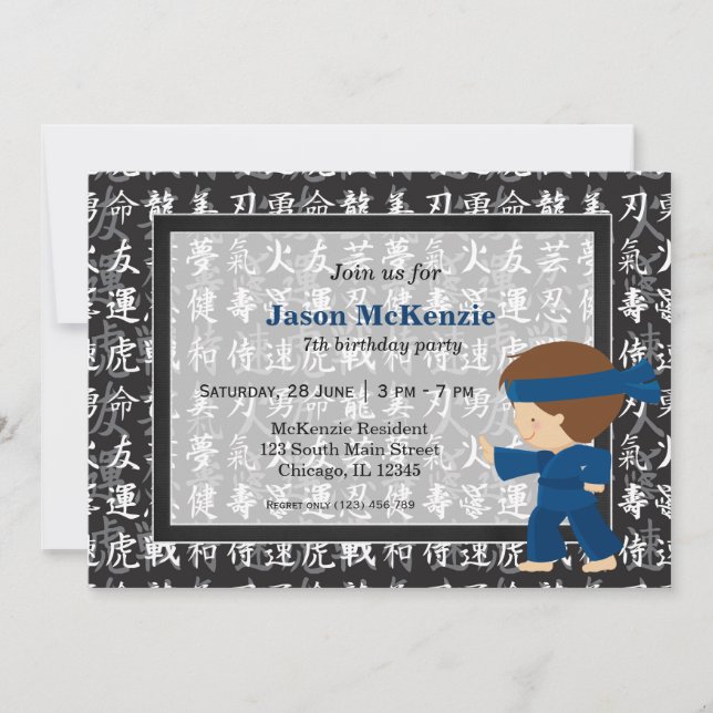 Invitation Thème anniversaire de Ninja (Devant)