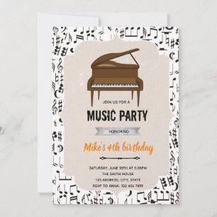 Invitation Thème anniversaire du piano musique