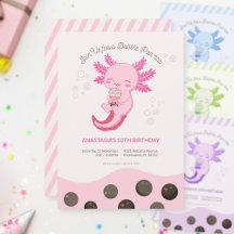 Thème anniversaire fille thé à bulles axolotl rose