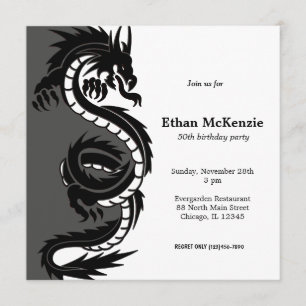 Invitation Thème anniversaire Yin Yang Dragon
