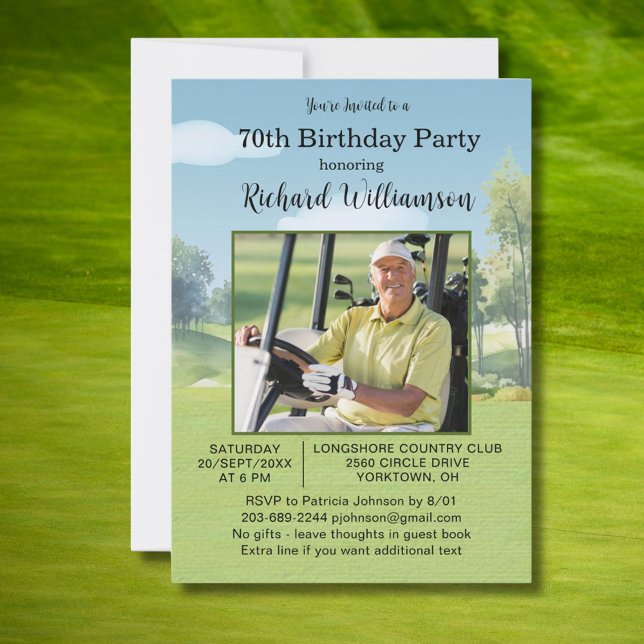 Invitation Thème aquarelle de golf pour 70e anniversaire (Créateur téléchargé)