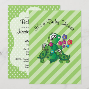 Invitation Thème Baby shower de la Tortue mignonne