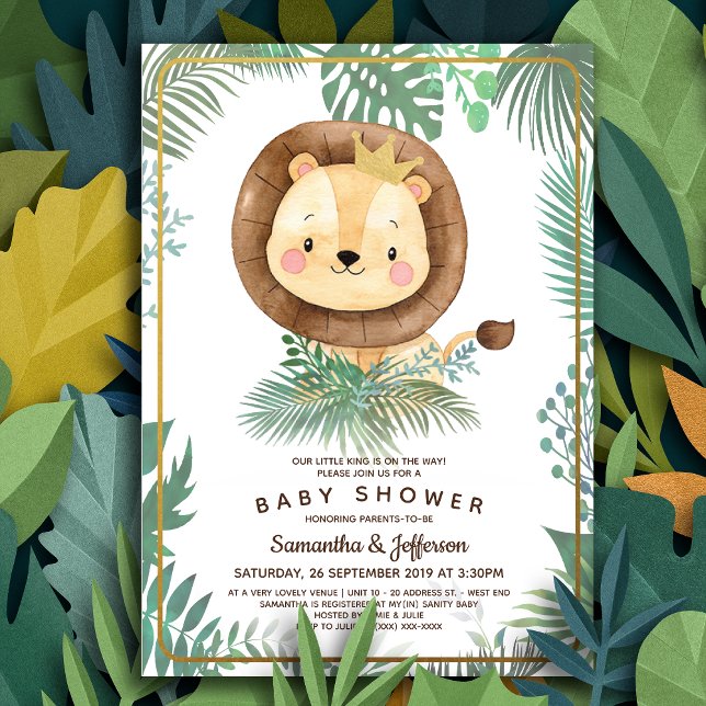 Invitation Thème Baby shower Lion mignon (Créateur téléchargé)