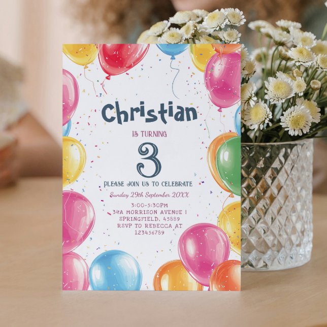 Invitation Thème Ballons Anniversaire (Créateur téléchargé)