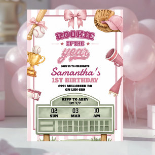 Invitation Thème Baseball Rose Violet Recrue de l'Année