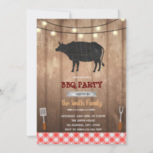 Invitation Thème BBQ vache rustique