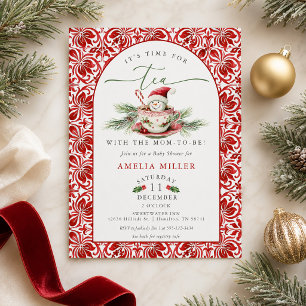 Invitation Thème Bonhomme de Neige pour une Fête de Thé avec