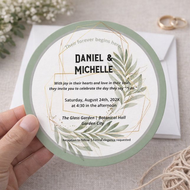 Invitation Thème Botanique Mariage Arché Noir Moderne (Créateur téléchargé)