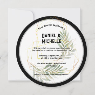 Invitation Thème Botanique Mariage Arché Noir Moderne