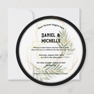 Invitation Thème Botanique Mariage Arché Noir Moderne