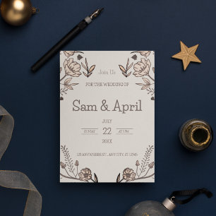 Invitation Thème Brown Floral Mariage