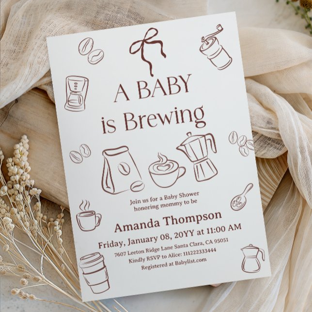 Invitation Thème Café Neutre Bébé Naissant Shower de Naissanc (Créateur téléchargé)