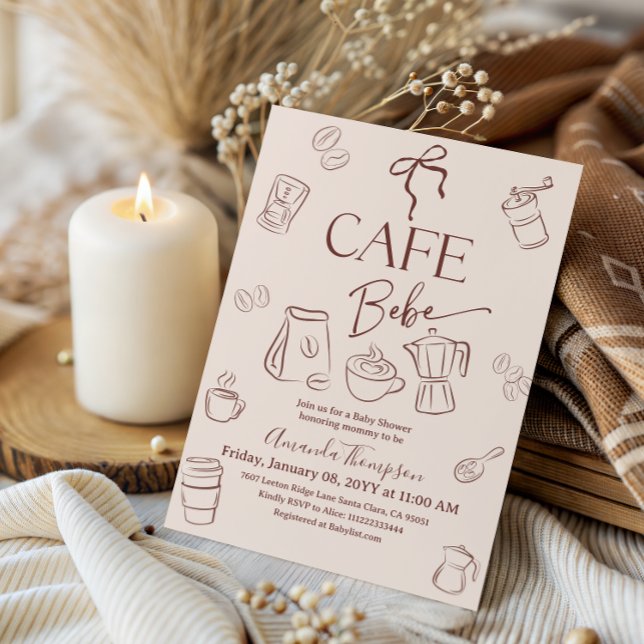 Invitation Thème Café Tasse Marron Café Bébé Baby Shower (Créateur téléchargé)