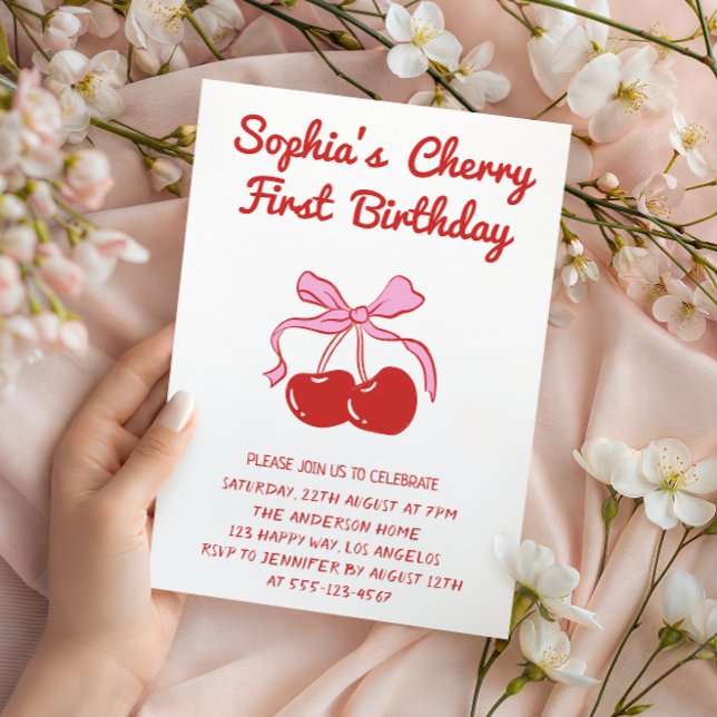 Invitation Thème Cerise Douce pour une fête d'anniversaire de (Créateur téléchargé)
