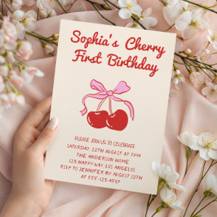 Invitation Thème Cerise Douce pour une fête d'anniversaire de