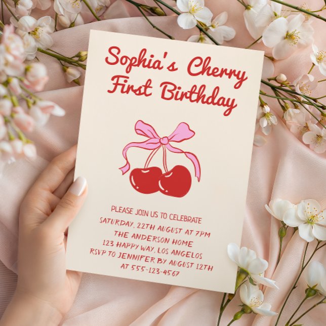 Invitation Thème Cerise Douce pour une fête d'anniversaire de (Créateur téléchargé)