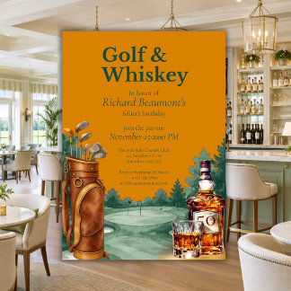 Invitation Thème chic golf et whisky pour les 50 ans d'un hom